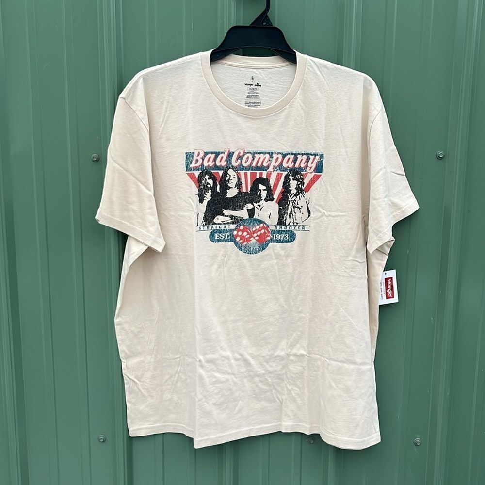 Men's Wrangler Bad Company Graphic Band Shirt Sleeve Cotton T-Shirt Size 2XL